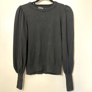 Lauren Ralph Lauren Black Label Cotton Light Knit Crew Neck Black Sweater Sz S
